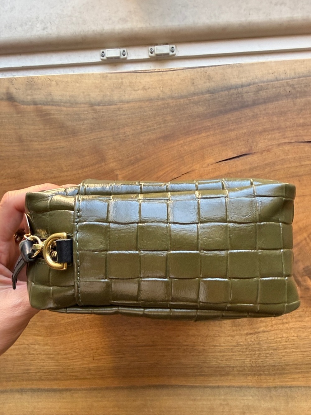 CLARE V. Marisol in Olive Green Woven Embossed Leather - Picture 4 of 9
